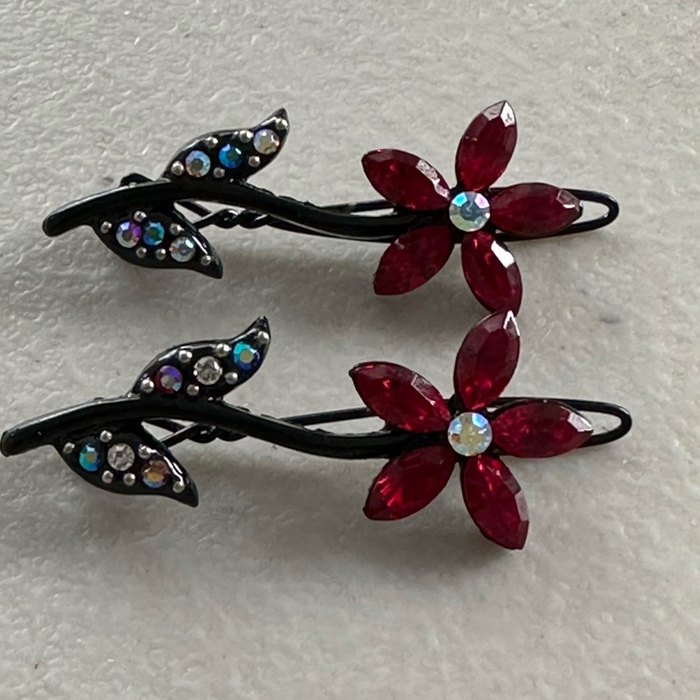 Vintage flower hair barrette hair clips rhinestone